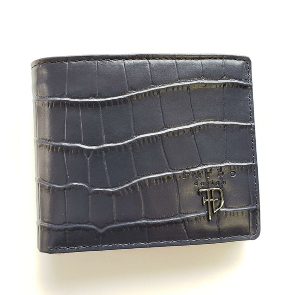 Furbo Design FRB126 Crocodile Bifold Wallet - Navy